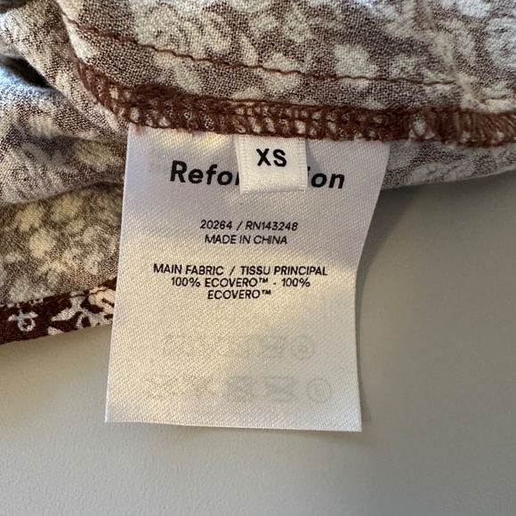 Reformation Amira Brown and White Floral Blouse | Size XS - Picture 11 of 11